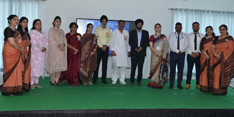 Chief guest and other dignitaries posing together during inaugural edition of the Erudite Youth Parliament at JSSK.