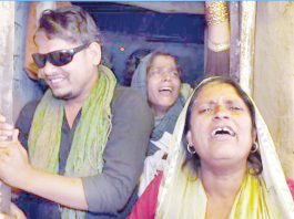 Wailing family members and blind brother of deceased Deepu in their house at Majalta in Udhampur.