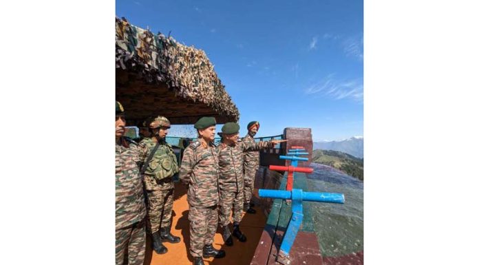 Northern Command chief Lt Gen Upendra Dwivedi during his visit to LoC on Wednesday.