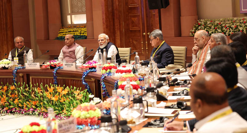 Prime Minister Narendra Modi chairing the 8th meeting of NITI Aayog Governing Council in New Delhi on Saturday.(UNI)