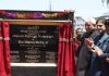 LG Manoj Sinha inaugurating Jhelum River Front at Rajbagh in Srinagar on Saturday. —Excelsior/Shakeel