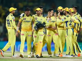 CSK players celebrating victory over Delhi Capitals during a IPL match at Chennai on Wednesday.