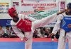 Players vying for medal during Inter-school Taekwondo Championship that commenced at Sports Stadium Poonch on Wednesday.
