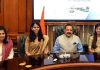 Union Minister Dr Jitendra Singh, flanked by Ishita Kishore, Garima Lohia and Uma Harathi, the first three All India IAS toppers, who called on him at DoPT, North Block on Tuesday.