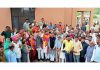 Several socio-political leaders raising pro-BJP slogans after joining the party in Nowshera on Wednesday.