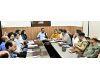 Div Com Ramesh Kumar chairing a meeting on Tuesday.