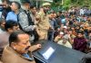 Union Minister Dr Jitendra Singh meeting with people during his visit to Kishtwar on Saturday.