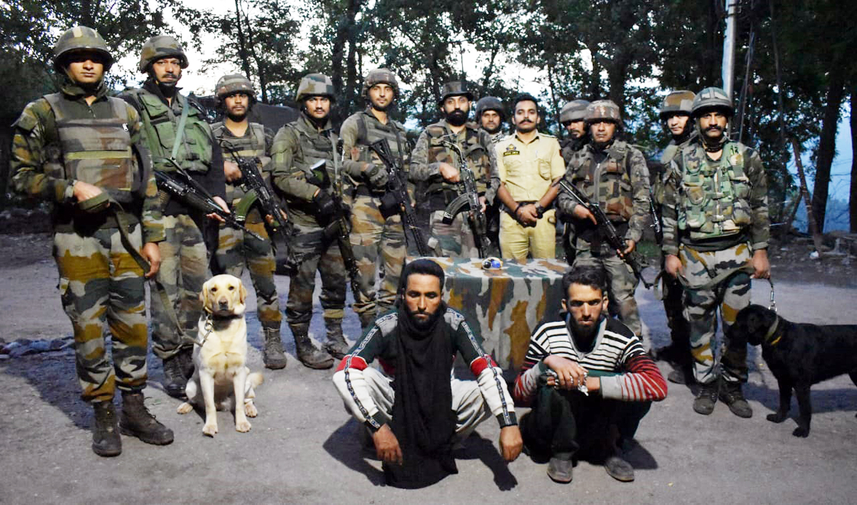 Narco-terror module operatives in custody of security forces in Poonch on Friday.
