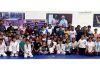 Samba District Judo Association members along with winners posing for group photograph in district coaching centre, Samba on Saturday.