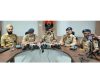 SSP, Rajouri Amritpal Singh, flanked by other officers, addressing press conference on Thursday. —Excelsior/Imran