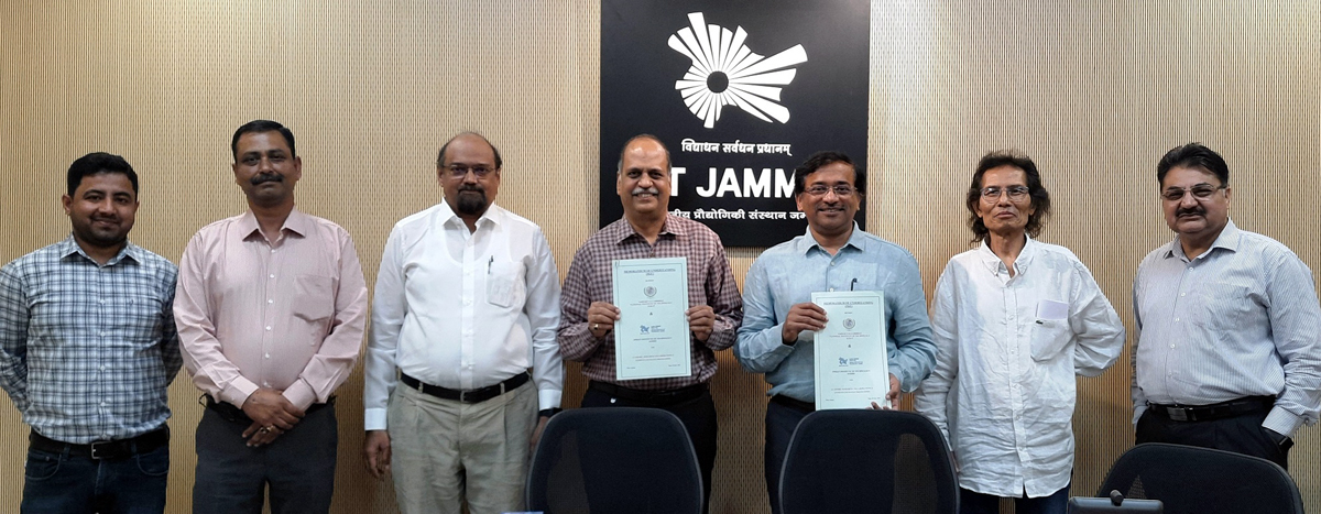 IIT Jammu signing MoU with SVNIT Surat and NIT Goa on Friday.