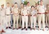 DIG IRP Range Jammu, Sarah Rizvi, along with officers and jawans at IRP 12th Bn Headquarters in Samba on Monday.