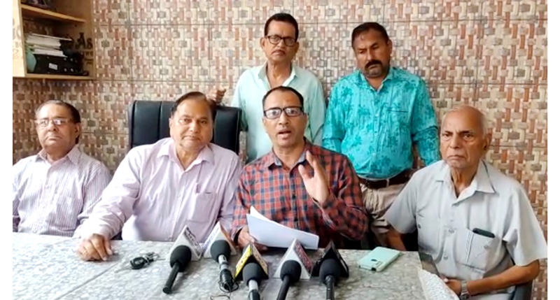 Leaders of All J&K Megh Sabha addressing a press conference at Jammu on Wednesday.