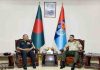 Chief of Army Staff General Manoj Pande interacts with Lieutenant General of Bangladesh Army Waker-Uz-Zaman during a meeting, in Dhaka.