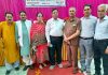AIMS president Jangi Lal Mahajan posing with executive members at Mahajan Bhawan, Haridwar.