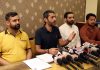 Members of J&K Motorsports Federation addressing a press conference at Jammu on Thursday. -Excelsior/Rakesh