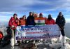 Climbers celebrating after Summitting Kang Yatse Peak (20500ft) in Ladakh.