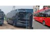 A fleet of e-buses at JMC Yard at Bhagwati Nagar in Jammu (L) e-buses for trial run in Srinagar (R) on Thursday. -Excelsior pics by Rakesh & Shakeel