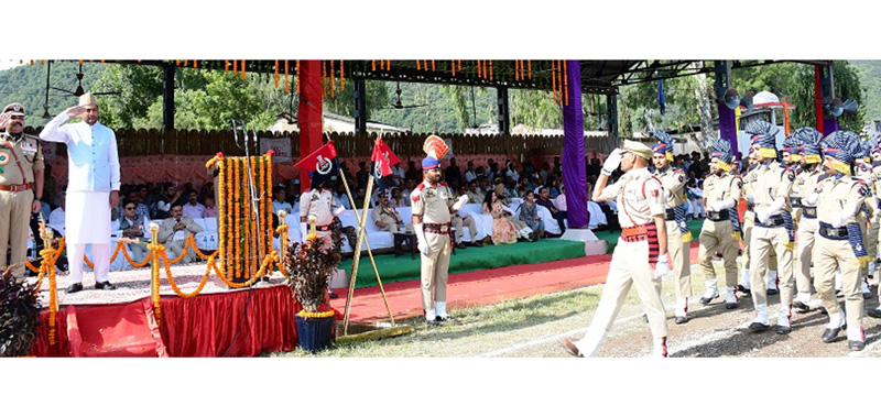 DDC Chairman Rajouri taking salute from the  march past.