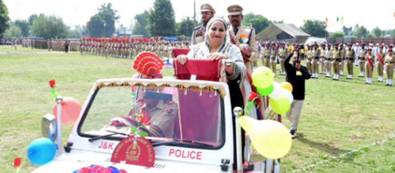 DDC Chairperson Ganderbal inspecting Independence Day parade.