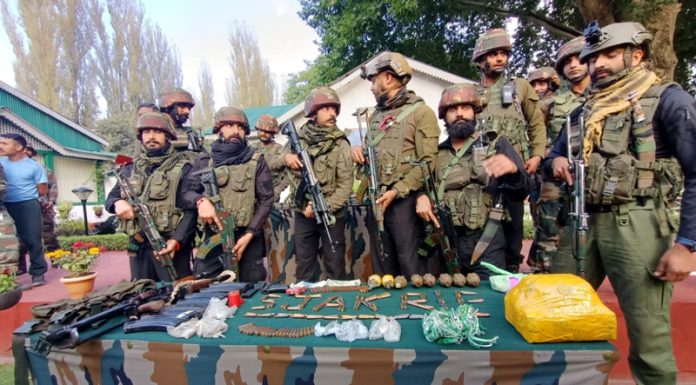 Recoveries made from slain militants in Uri sector on Saturday. -Excelsior/Aabid Nabi