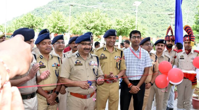 DGP Dilbag Singh inaugurating new Police Station building in Katra on Tuesday.