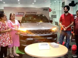 Officials of Four A Jeep during the launch of 9 speed automatic diesel ‘Compass’ at its exclusive showroom in Channi Himmat, Jammu.