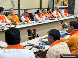 BJP leaders during a meeting at Dausa in Rajasthan on Tuesday.