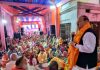 Senior BJP leader Devender Singh Rana addressing a religious congregation at Jammu.