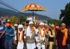 Pilgrims participating in Kailash Kund annual pilgrimage in Bhaderwah on Monday. -Excelsior/Tilak Raj