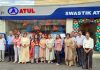 Dignitaries during the launch of Atul Auto Ltd dealership at Gandhi Nagar in Jammu on Wednesday.