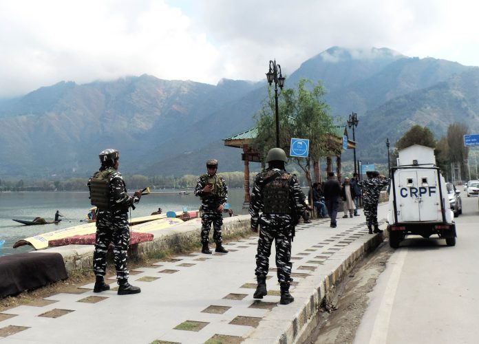 Security beefed up across Srinagar city ahead of President of India Droupadi Murmu’s visit in Srinagar on Tuesday. (Pic: Daily Excelsior)