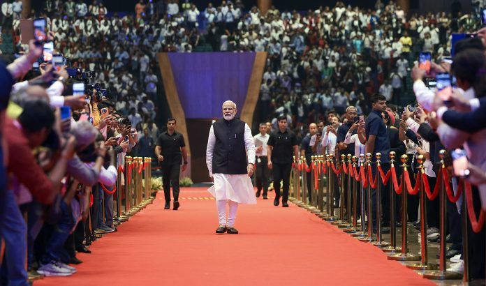 Prime Minister Narendra Modi during the 7th India Mobile Congress, in New Delhi
