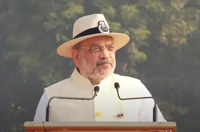 Union Home Minister Amit Shah addresses during the Police Commemoration Day ceremony, in New Delhi on Saturday. UNI