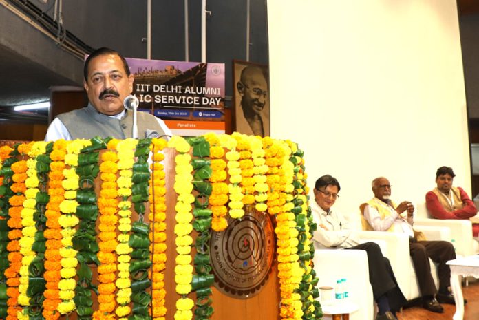 Union Minister Dr. Jitendra Singh addressing the IIT Alumni Day function, at IIT New Delhi on Sunday.