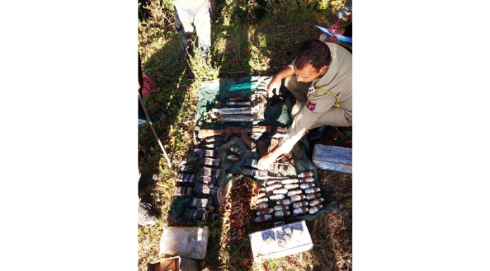 Arms and ammunition recovered at Machil in Kupwara.
