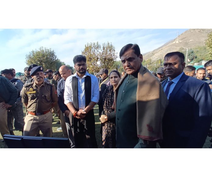 Union MoS Home Nityanand Rai during visit to Ganderbal on Friday.