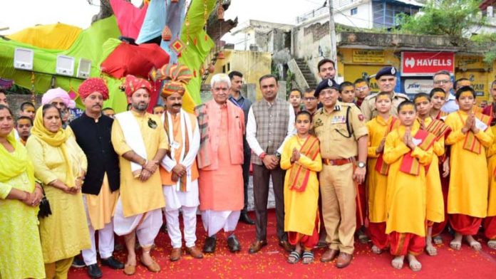 LG Manoj Sinha participating in Basohli Mahotsav on Sunday.