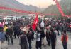 NC workers celebrate party victory in Kargil on Sunday. -Excelsior/Basharat Ladakhi