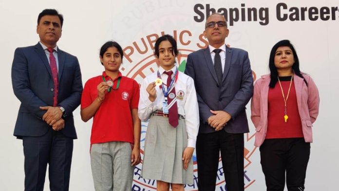 Sadhya Sharma and Shambhavi Sharma of K C Public School shine at the Inter-District Division Level Yoga Championship organized by Department of Youth Services and Sports held at Reasi. Sadhya Sharma of Class 7 bagged the gold medal and Shambhavi Sharma of class 11 secured the bronze medal in their respective categories.