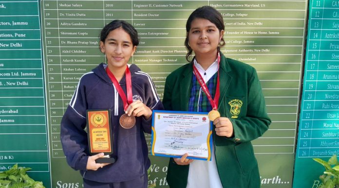 Sidhani Singh (XII-G), a student of Delhi Public School Jammu brought laurels to the school and her parents by winning a bronze medal in the 18th Junior National Soft Tennis Championship in Individual Doubles Women category. The championship was organized by the Soft Tennis Federation of India at Vijayawada, Andhra Pradesh. In another event, Sanwari Rajput (XI-G) from DPS Jammu won gold medal and first position by clearing 4 rounds in Inter-District Divisional U.T Level Fencing Championship held at M.A Stadium, Jammu.