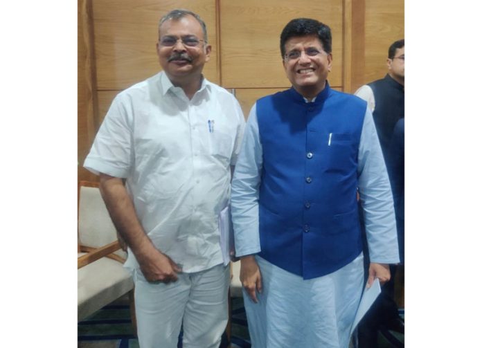 Chairman WWEPC, Romesh Khajuria during a meeting with Union Minister Piyush Goyal at New Delhi.