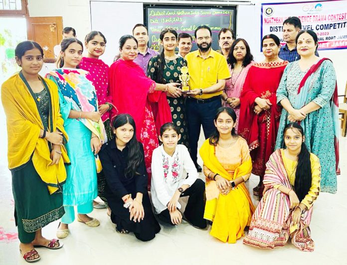 Teachers posing with students during Northern India Science Drama event at Jammu.
