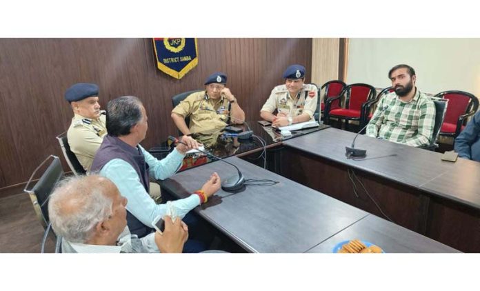 IGP Jammu, Anand Jain, interacting with a deputation in Samba district on Tuesday.