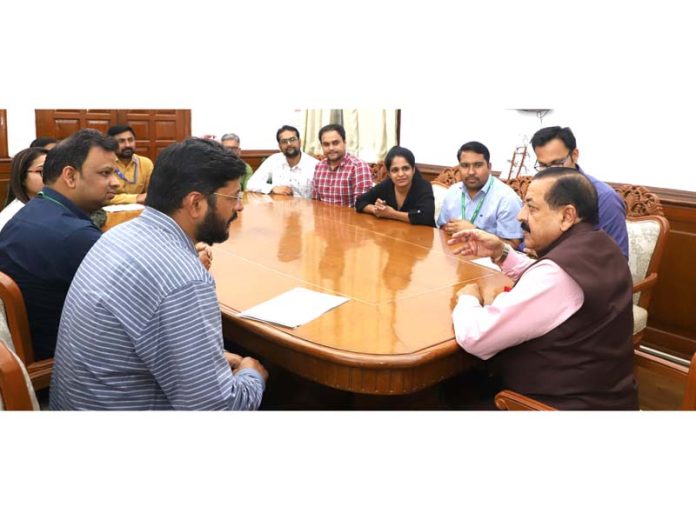 A delegation of Central Secretariat Services (CSS) Forum calling on Union Minister Dr. Jitendra Singh at DoPT headquarters, North Block, New Delhi on Friday.