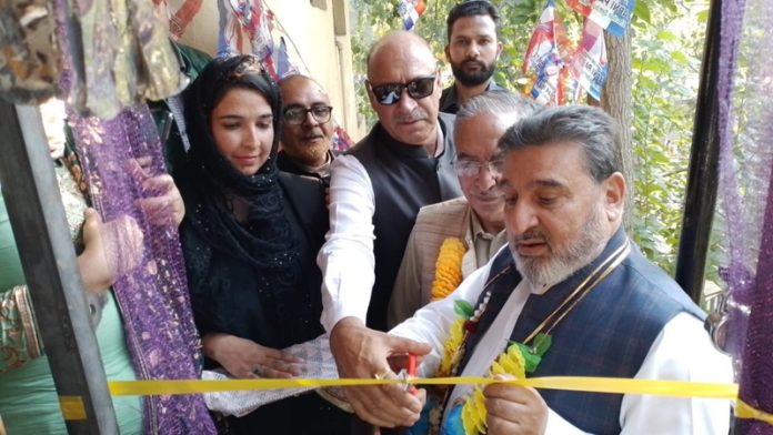 Apni party president inaugurating party office at Sumbal in Kashmir on Wednesday.