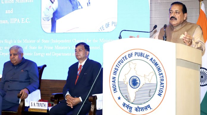 Union Minister Dr. Jitendra Singh addressing the 69th Annual Meeting of the General Body of IIPA at New Delhi on Tuesday.