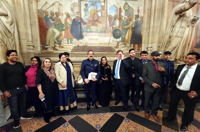 Ajatshatru Singh and Ritu Singh along with UK Parliamentarians and other dignitaries during the celebration of J&K Day in the UK Parliament on Thursday.