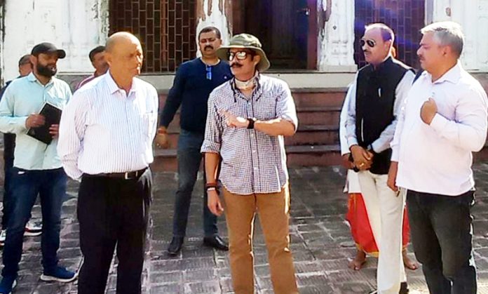 Ex-MLC Vikramaditya Singh during visit to a temple in Jammu City on Sunday.