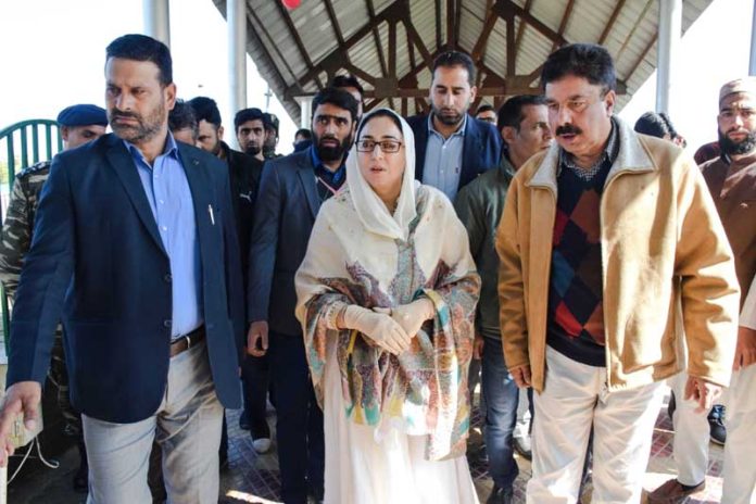 Waqf Chairperson, Dr Darakhshan Andrabi during visit to Babarishi shrine in Tangmarg area of Baramulla on Wednesday.